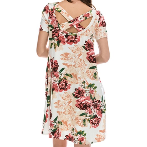 •ELDRIDGE• NWT Coral Floral Back-Strap Shift Dress - Picture 6 of 8